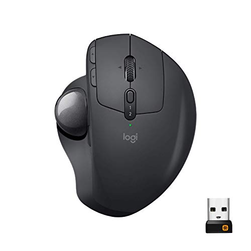 Logitech MX Ergo Trackball, Ratón Inalámbrico Ergonómico, Bluetooth/2.4 GHz con Receptor Unifying USB, Ángulo del Trackball Ajustable, Rueda de Precisión Inclinable, Carga USB-C, PC/Mac/iPad OS, Negro