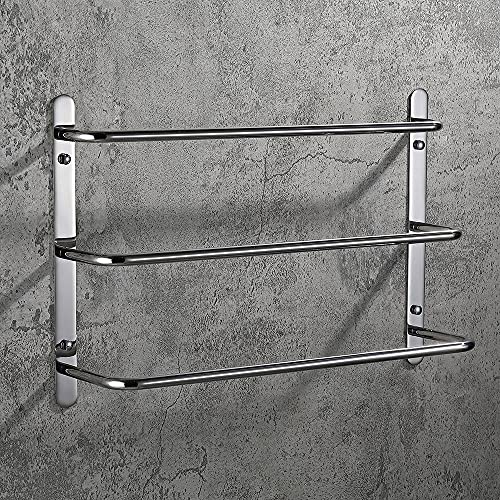 Lolypot Toallero Multicapa de Acero Inoxidable 304, toallero de Pared, Estante de Pared, toallero de Pared, Soporte para Toallas de baño, 3 Barras, Barra de Toalla para baño y Cocina (Cromo, 40cm)