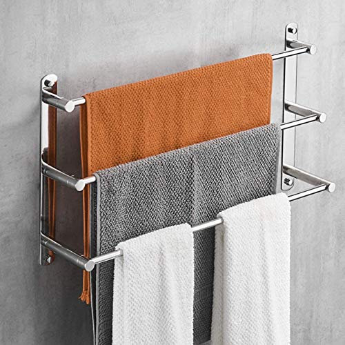 Lolypot Toallero Multicapa de Acero Inoxidable 304, toallero de Pared, Estante de Pared, toallero de Pared, Soporte para Toallas de baño, 3 Barras, Barra de Toalla para baño y Cocina (Cromo, 40cm)