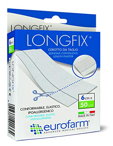 Long fix (m1 x cm 8) Apósito Adhesivo de Longitud Continua en Tela no Tejida Blanca con Compresa Central Absorbente