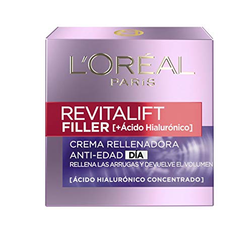 L'Oréal Paris Crema de Día Rellenadora Anti-edad Revitalizante Revitalift Filler, Antiarrugas y Volumen, Con Ácido Hialurónico Concentrado, Acabado no graso, 50 ml