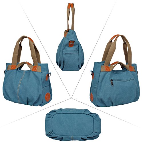 LOSMILE mujer lona Bolso de mano Bolso de bandolera Bolsa de hombro Bolsa de cuerpo cruzada Bolso de mano Bolsa de ocio (Azul)