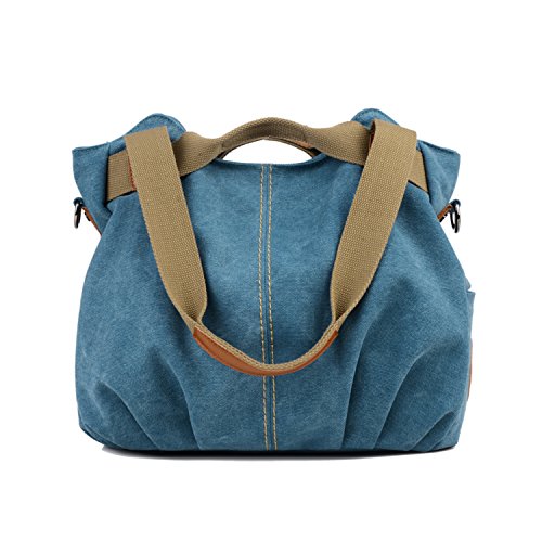 LOSMILE mujer lona Bolso de mano Bolso de bandolera Bolsa de hombro Bolsa de cuerpo cruzada Bolso de mano Bolsa de ocio (Azul)