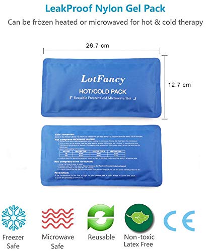 LotFancy Bolsa de Gel Reutilizable Frío Calor 2 Piezas Compresas Multiusos para Terapia, Hielo en Gel para Lesiones Primeros Auxilios Espalda, Hombros, Cuello, Pies, Cabeza (26,7 x 12,7cm)