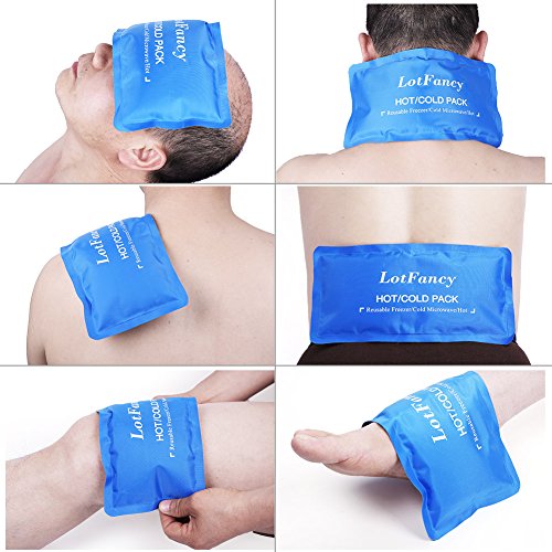 LotFancy Bolsa de Gel Reutilizable Frío Calor 2 Piezas Compresas Multiusos para Terapia, Hielo en Gel para Lesiones Primeros Auxilios Espalda, Hombros, Cuello, Pies, Cabeza (26,7 x 12,7cm)