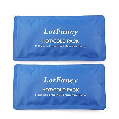 LotFancy Bolsa de Gel Reutilizable Frío Calor 2 Piezas Compresas Multiusos para Terapia, Hielo en Gel para Lesiones Primeros Auxilios Espalda, Hombros, Cuello, Pies, Cabeza (26,7 x 12,7cm)