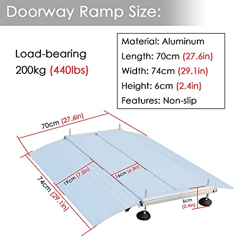 LSMK Rampas Rampa De Entrada De Aluminio para Puerta Rampa para Silla De Ruedas Rampas De Umbral De Transición De Puente para Scooter Moto Discapacitado, con Superficie Antideslizante