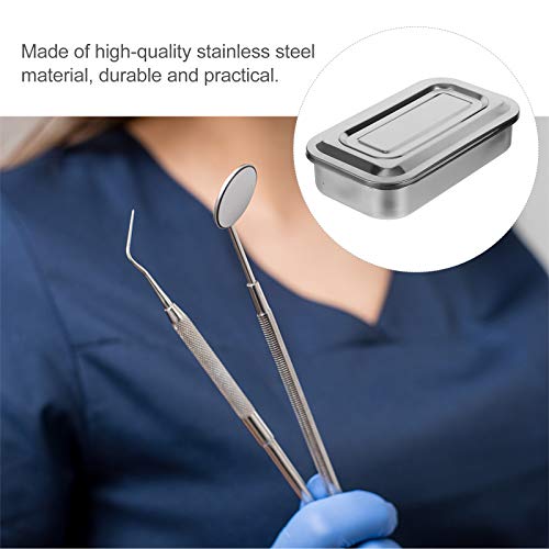 Luxshiny Bandeja médica del instrumento de la caja del esterilizador del acero inoxidable de 8 pulgadas con la tapa