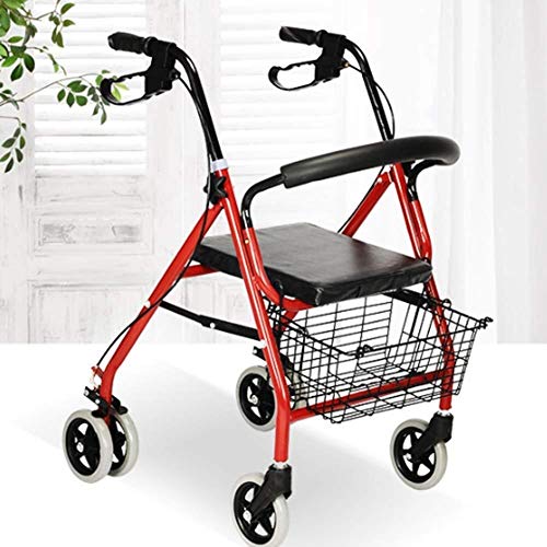 LXDDJZXQ Walker, Ligero, Plegable, Ajustable, para conducción, con diseño de Anciano, Puede Sentarse en el Carrito de la Compra para Comprar muletas de 4 pies