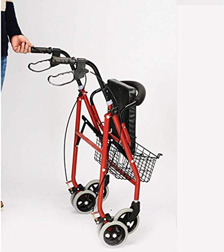 LXDDJZXQ Walker, Ligero, Plegable, Ajustable, para conducción, con diseño de Anciano, Puede Sentarse en el Carrito de la Compra para Comprar muletas de 4 pies