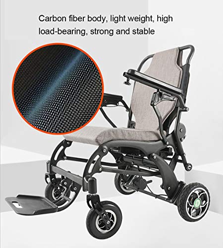 LXLCZ Silla de Ruedas eléctrica de Fibra de Carbono Scooter Ultraligero Manual/eléctrico de Modo Dual para Interiores y Exteriores