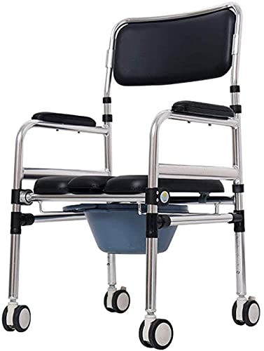 LYLSXY Asientos Acolchados, Banco de Transferencia, Sillas de Inodoro Plegables, Silla de Ducha con Inodoro de Cabecera Ajustable en Altura con Ruedas, Silla de Inodoro Portátil para Ancianos Y Disca