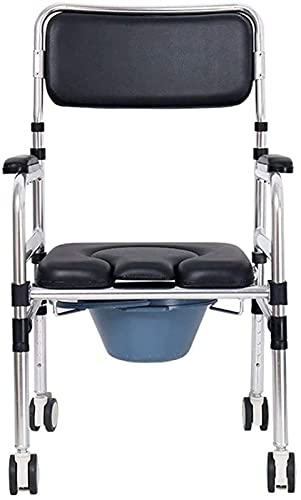 LYLSXY Asientos Acolchados, Banco de Transferencia, Sillas de Inodoro Plegables, Silla de Ducha con Inodoro de Cabecera Ajustable en Altura con Ruedas, Silla de Inodoro Portátil para Ancianos Y Disca