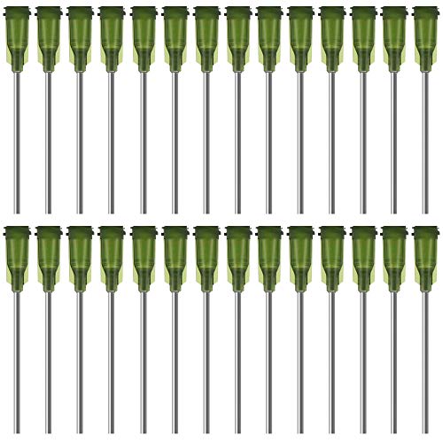 LYTIVAGEN 100 PCS Agujas de Punta Roma 3.8cm 14G Agujas Dispensadoras con Bloqueo Lure Aguja Roma para Rellenar E-Liquid, Tintas y Jeringas (Verde)