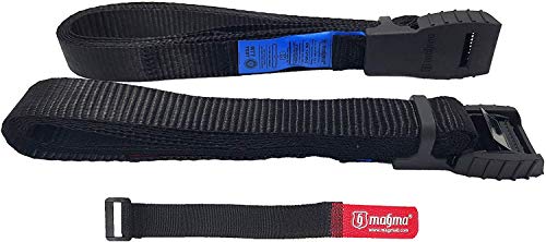 MAGMA Pack 2 Cinchas de Amarre de 3m | Correas para Baca Coche y Portabicicletas. Surf, Bici, Kayak, Moto | Hebilla -Trinquete con Protección de Goma para no rayar | Carga Segura - SWL: 250kgf Negro