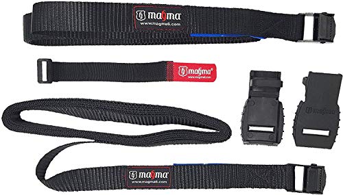 MAGMA Pack 2 Cinchas de Amarre de 3m | Correas para Baca Coche y Portabicicletas. Surf, Bici, Kayak, Moto | Hebilla -Trinquete con Protección de Goma para no rayar | Carga Segura - SWL: 250kgf Negro