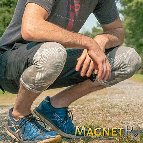 MagnetRX® Rodillera Compresión Magnética - Pack de 2 Rodilleras Ortopédicas con 17 Imanes de Neodimio para el Dolor de Rodilla Tendinitis y Artritis - Sujeción Rodilla con Magnetoterapia - Talla M