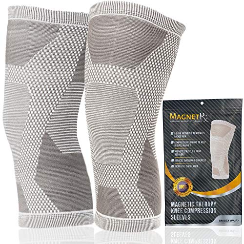 MagnetRX® Rodillera Compresión Magnética - Pack de 2 Rodilleras Ortopédicas con 17 Imanes de Neodimio para el Dolor de Rodilla Tendinitis y Artritis - Sujeción Rodilla con Magnetoterapia - Talla M