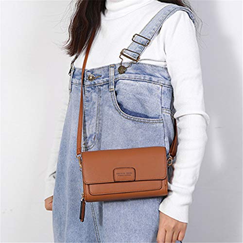 MAJFK Bolsos cruzados para mujer, de piel sintética, bolsa de mensajero cruzada, bolsa de hombro con tirón de hombro, pequeña bolsa cuadrada para mujer, marrón