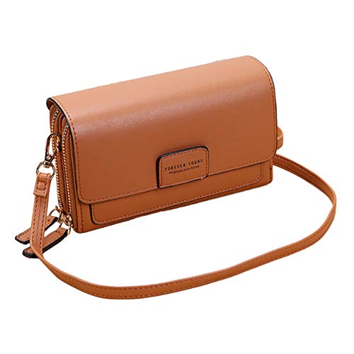 MAJFK Bolsos cruzados para mujer, de piel sintética, bolsa de mensajero cruzada, bolsa de hombro con tirón de hombro, pequeña bolsa cuadrada para mujer, marrón