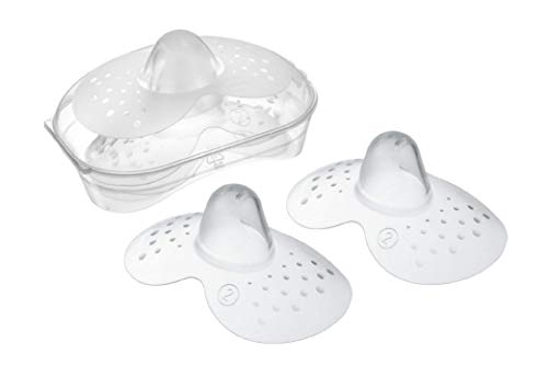 MAM Pezonera Talla 2 E105 - Pezoneras de Silicona extrasuave (2 unidades), protector de pezones para lactancia con caja de autoesterilización, desde 0 meses - Transparente/Blanco