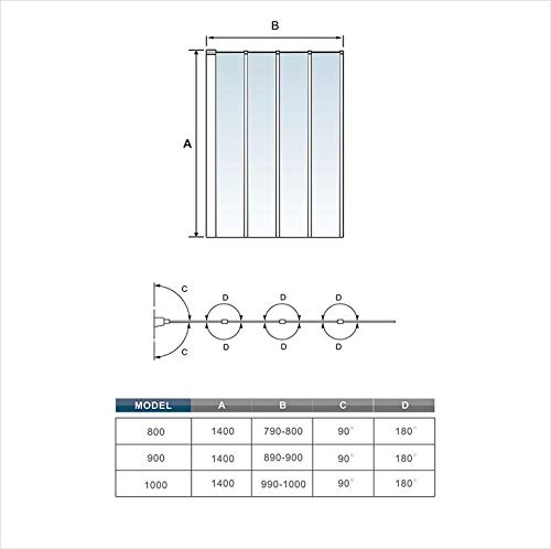 Mamparas de Bañera Biombo Plegable Cristal 4mm Gris Mate - 4 cristale plegable 90x140cm