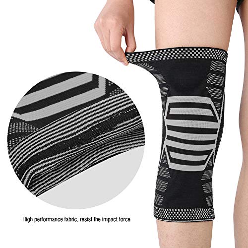 Manga de la rodilla, protector de rodilla para el deporte Protector de rodilla Rodillera de apoyo para correr, CrossFit, Baloncesto, Levantamiento de pesas, Gimnasio (M-Negro y Gris)