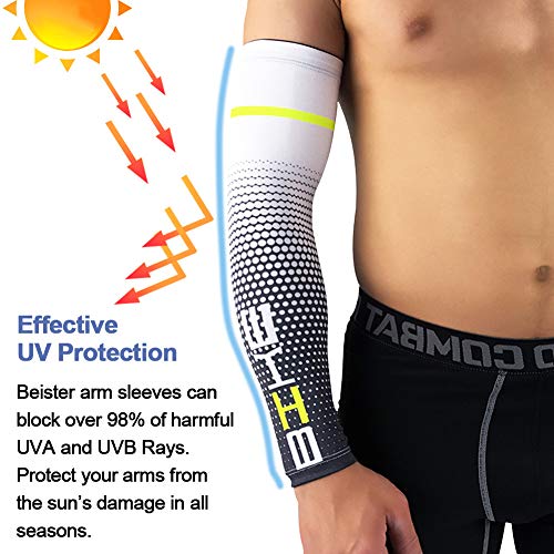 Mangas de compresión de enfriamiento de protección solar para hombres y mujeres, 1 par - blanco - X-Large