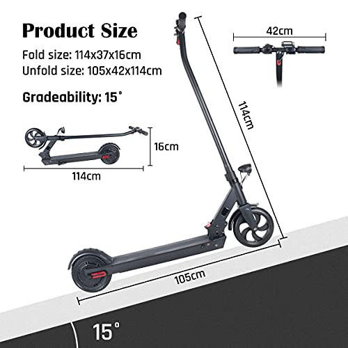 Mangoo Patinete Electrico Adultos, 20 km / h 250W Motor Patinete Electrico Pletable, Portátil, 3 Modos de Velocidad