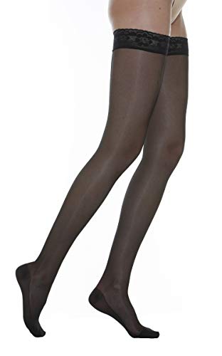 MANIFATTURA BERNINA Elite 4086 (talla 4 negro) - Medias autoadhesivas de compresión graduada para mujer 70 Denieres