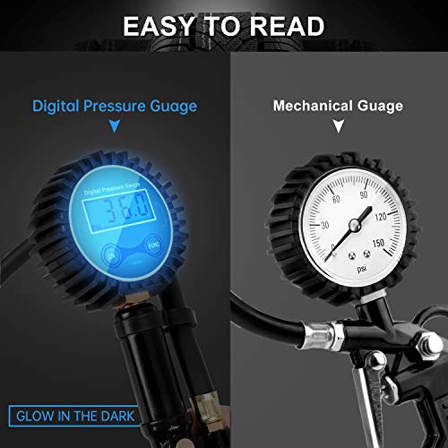 Manómetro Presión Neumáticos Digital Manómetro Inflador Neumáticos para Compresor Medidor Presión Neumáticos Profesional Portátil para Coche Moto Bicicleta y Camión 0-200psi