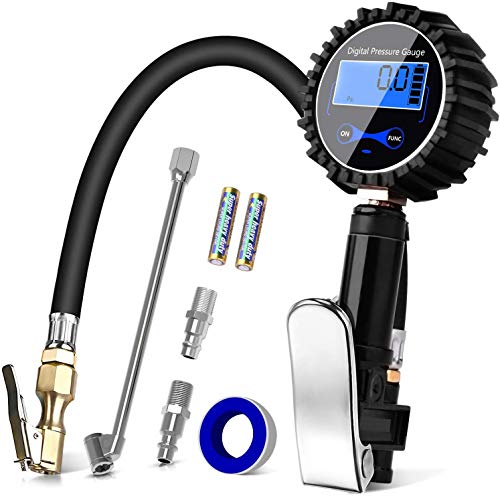 Manómetro Presión Neumáticos Digital Manómetro Inflador Neumáticos para Compresor Medidor Presión Neumáticos Profesional Portátil para Coche Moto Bicicleta y Camión 0-200psi