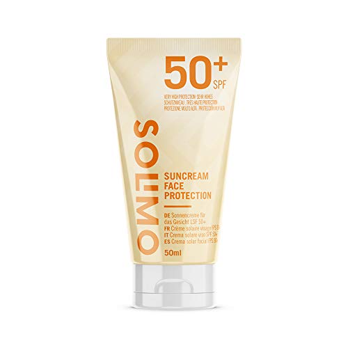 Marca Amazon - Solimo - SUN - Crema solar facial FPS 50+, con vitamin E, antioxidante (4x50 ml)