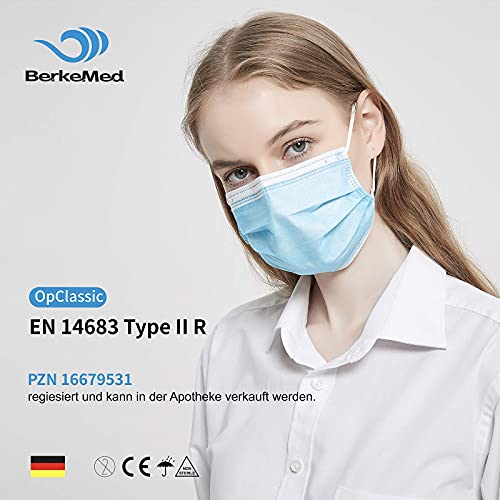 Marcado CE Mascarillas Quirurgicas Homologadas Desechables, Rendimiento Del Filtro ≥99%, Mascarillas Quirurgicas Según EN 14683 Tipo IIR (50 piezas), Adecuado Para Entornos de Trabajo Médico