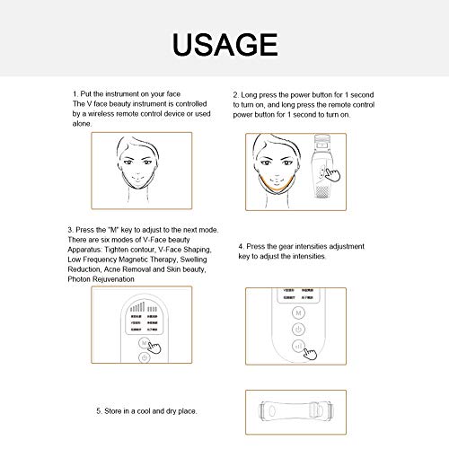 Masaje facial eléctrico, masajeador facial adelgazante en forma de V Máquina de adelgazamiento facial con vibración Terapia LED Masaje facial con vibración Lifting Máquina de belleza antiarrugas