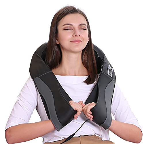 Masajeador con Función de Calor para Hombro Cuello Espalda Masajeador Cervical Eléctrico Shiatsu en la Oficina en Casa