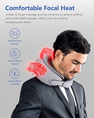 Masajeador de Cervical y Hombros CONQUECO Aparato de Masajes Cuello Eléctrico Almohada de Cervicales Inalámbrica con Función de Calor Masajeadores Shiatsu Giratorio 3D Regalo para Relajación Músculos