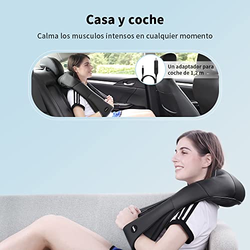 Masajeador eléctrico de hombro, rotación 4D, masaje para cuello, espalda y cuello, con función de calor para casa, oficina o coche