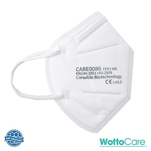 Mascarilla FFP2 CE 1463 WottoCare, 20 uds FFP2 Protección Personal. Bolsa Individual. Alta filtración. Pinza Nasal Suave/Ajustable, Mascarilla Profesional Libre de Grafeno