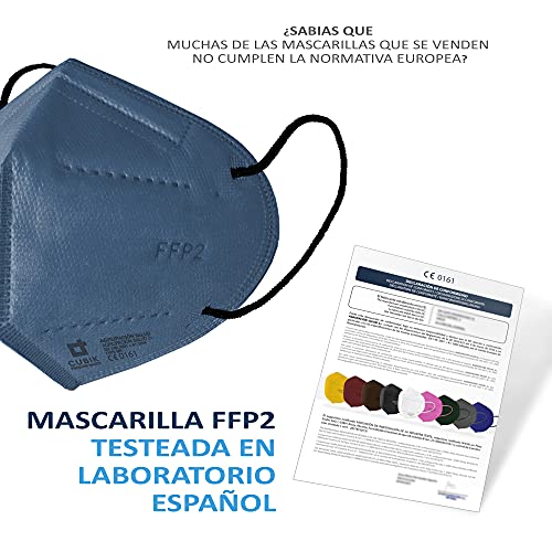 Mascarilla FFP2 Colores Homologadas, 20 unidades, Fabricación 100% Española, Alta eficiencia 5 capas, talla única, CE 0161, EN 149: 2001+A1:2009 (Multi-Blister)