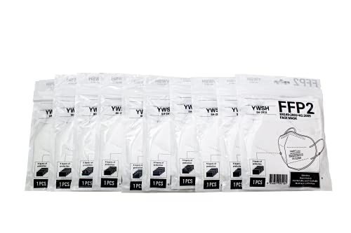 Mascarilla FFP2 NR Desechables 20 pcs Homologadas Certificado CE 0598 con 5 Capas de Filtro,Sin válvula y Alta Eficiencia Filtración Bacteriana. (BLANCO 20 UND)