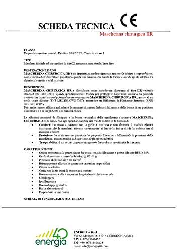 Mascarilla quirúrgica 3 capas Certificación CE PAQUETE DE 400 UNIDADES. FABRICADAS EN ITALIA EN SU TOTALIDAD CON MATERIALES ITALIANOS CERTIFICADOS