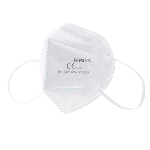 Mascarilla Respiratoria FFP3 HOMOLOGADA CE 2163 - EN 149: 2001 + A1: 2009 Mascarilla con Sistema de 5 capas, Alta Capacidad de Filtración +99% Comodidad y Seguridad Adicionales (50 BLANCAS)