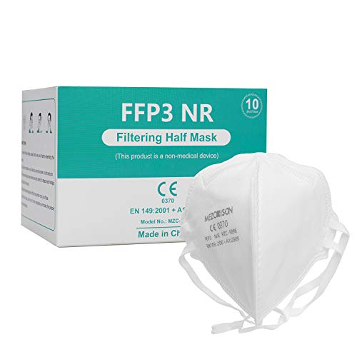 Mascarillas de respiración FFP3 -10Pcs, Mascarillas Desechables 149: 2001 + A1: 2009, Mascarilla Protectora Respiratoria Multicapa con Alta Capacidad de Filtración