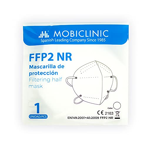 Mascarillas FFP2 Adultos, 20 uds, Mobiclinic, Marca Española, Autofiltrantes, 5 capas, Mascarilla sin válvula, Alta eficiencia filtración bacteriana, Marcado CE, Blanca