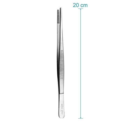 May - Pinzas de terrario de 20 cm de largo - Pinzas de alimentación - Pinzas de alimentación - Acabado recto - Acero inoxidable