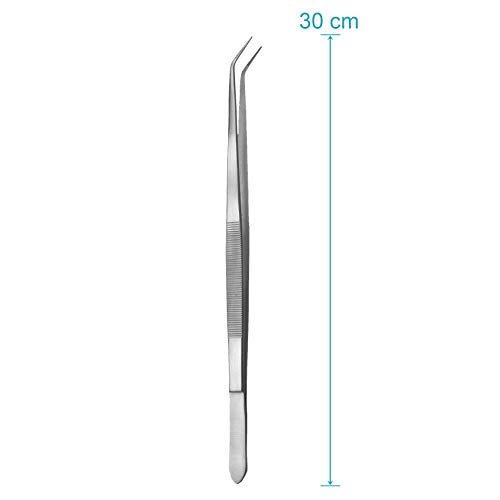 May - Pinzas de terrario de 30 cm de largo con punta fina - Pinzas de alimentación - Pinzas de alimentación - Diseño curvo - Acero inoxidable