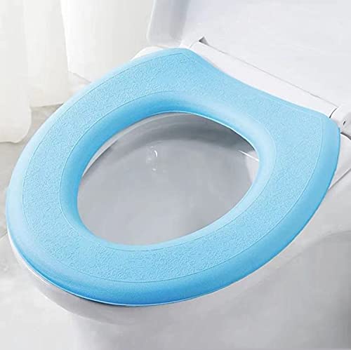 MBMB Asiento De Inodoro De EVA Asiento De Inodoro Lavable Funda De Inodoro Lavable Asiento De Inodoro De Tapa Blanda Asiento De Inodoro De Plástico WC Tape Inodoro Bisagra Tapa WC (O,Azul)