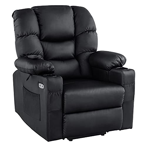 MCombo 7550 - Sillón de relax eléctrico con 3 motores independientes ajustables 750, posición reclinable hasta 170°, reposapiés alargado (negro)