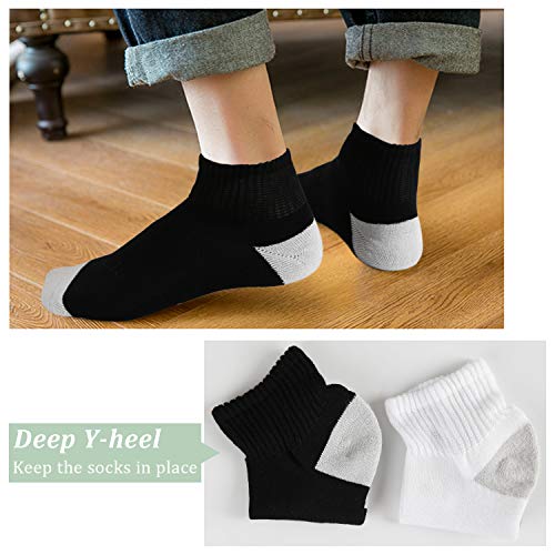 +MD Calcetines tobilleros/diabéticos de viscosa no vinculantes para mujer con puntera sin costuras y suela acolchada, 6 pares Blanco EU43-46